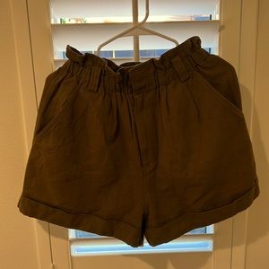 Apiece Apart Cinch waist dark khaki shorts - Size S but fit oversized.
